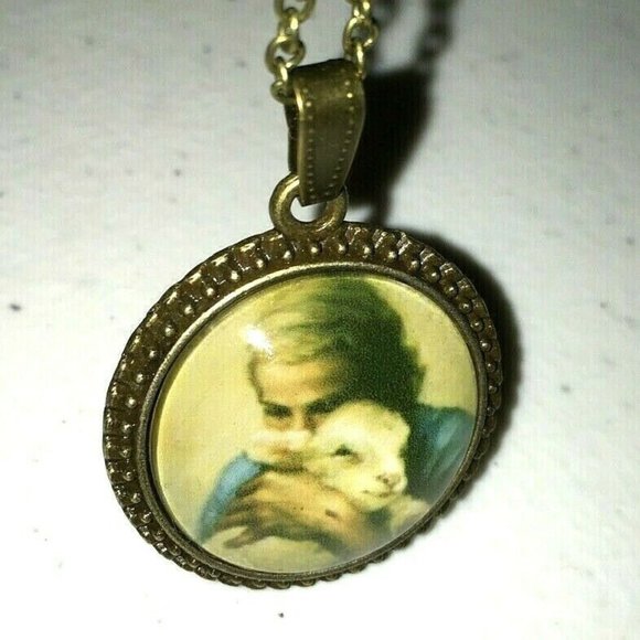 Jesus and Lamb The Lord is My Shepherd Necklace - Picture 8 of 12